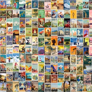 Carteles de viajes retro, carteles de viajes vintage, carteles de vacaciones retro: 150 imágenes de descarga instantánea