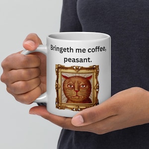 Weird Medieval Cat mug, funny ugly cats coffee cup, cat lover gift