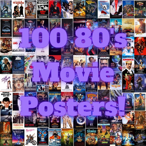 Affiches de films des années 80 ! 100 affiches de films rétro classiques des années 80 - Téléchargement numérique instantané