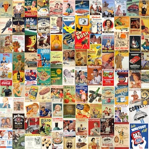 Retro Werbeplakate - 100 Vintage Drucke - DIGITAL DOWNLOAD - Retro Werbung