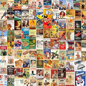 Retro Advert Posters - 100 Vintage Prints - DIGITAL DOWNLOAD - Retro ads