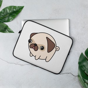 Cute Pug Laptop Sleeve, pug gift, pug lover, dog lover gift idea
