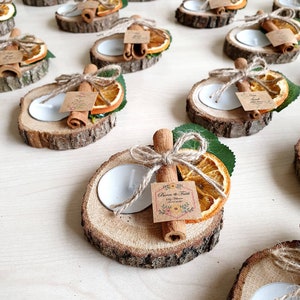 Candle Wedding Gift, Orange and Cinnamon Wooden Gift, Party Gifts, Wooden Gifts, Birthday Gifts, Bridal Party Gifts, Baby Shower Gifts