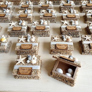 Sandy Sea Shell Wooden Box, Seashells, Wooden Gift Box, Special Gifts, Party Gifts, Wedding Gifts, Baby Gifts, Birthday Gift