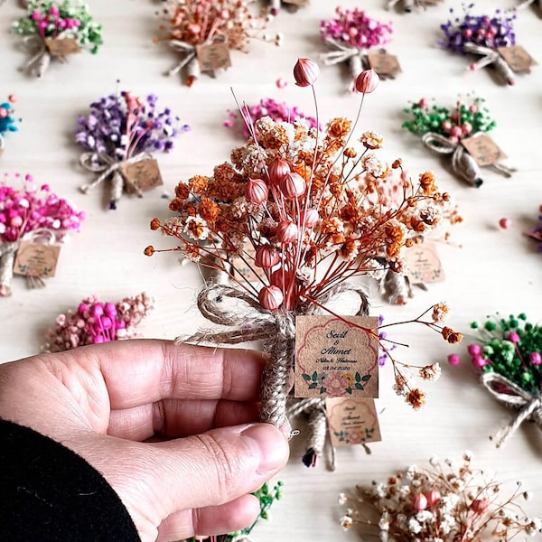 Boutonnière séchée, fleurs rustiques de cadeau, cadeau de fleur d'aimant, cadeau de fleur séchée, cadeau de fête de mariage