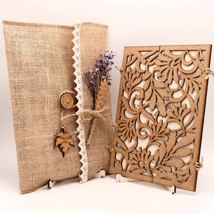 Biglietto d'invito in legno rustico, Biglietto d'invito in legno tagliato al laser, Invito busta rustico, Biglietto d'invito elegante in legno, Invito albero