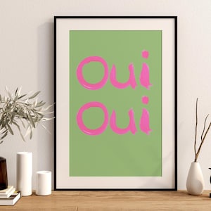Oui Oui | Digital Print | Yes Yes Print | French Inspired Art Prints | Toilet Print | Handwritten Print | Downstairs Toilet Art Poster |