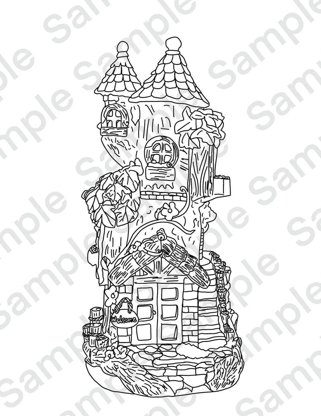 Fairy House Printable Coloring Page 2 Instant Download - Etsy Australia