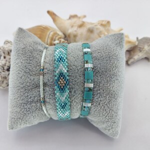 Geometric Combination Bracelet, Gift for Her, Miyuki Unique Jewelry, Gift for Mom, Dainty Thin Bracelet