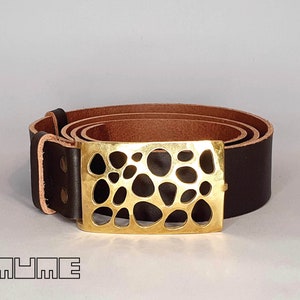 Brass Buckle & Leather Belt, Perfect Gift. Lifetime warranty.