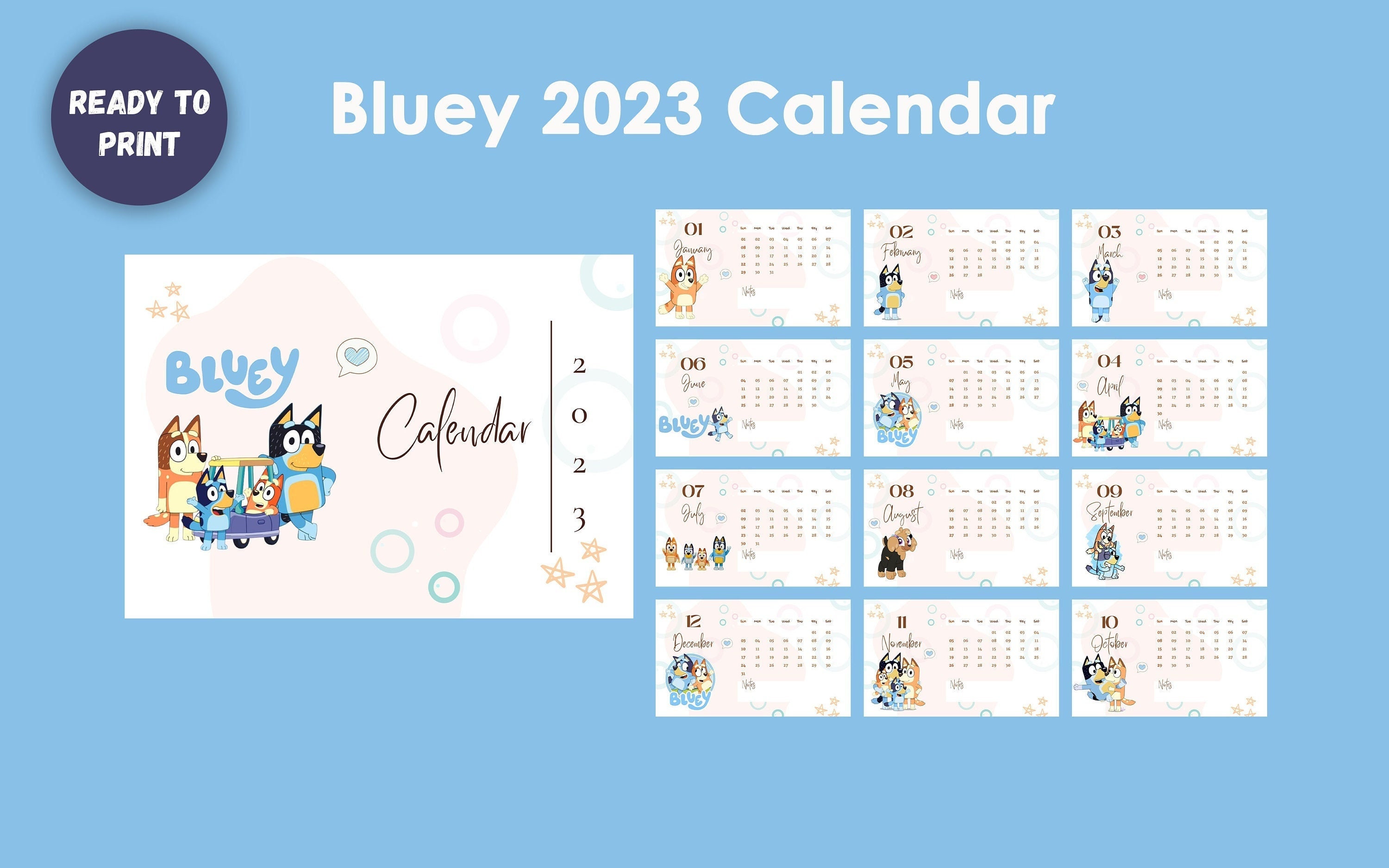 Bluey 2023 Calendar Printable Kids Calendar 2023 Ready to - Etsy bluey-2023-calendar-printable-kids-calendar-2023-ready-to-etsy