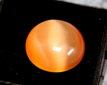5 Carat Orange Cat's Eye Chrysoberyl Gemstone: Round Cabochon Pendant Stone