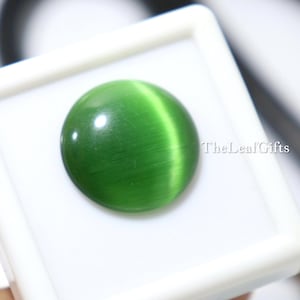 13.25 Ct Green Cat&#39;s Eye Chrysoberyl Gemstone - Brazilian Round Cut