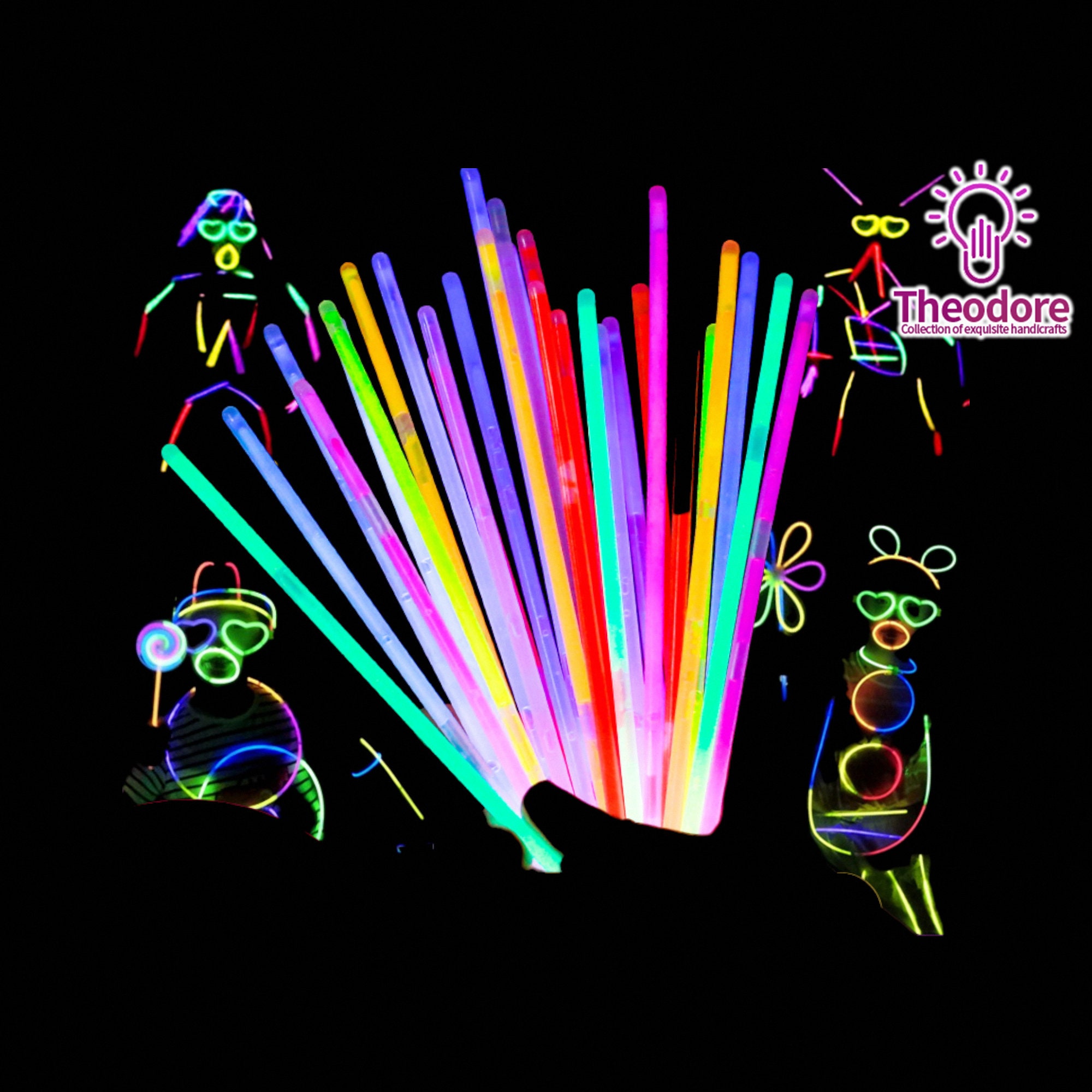 200 Customizable Pack of 16 Inch Multi Color Flashing Glow LED