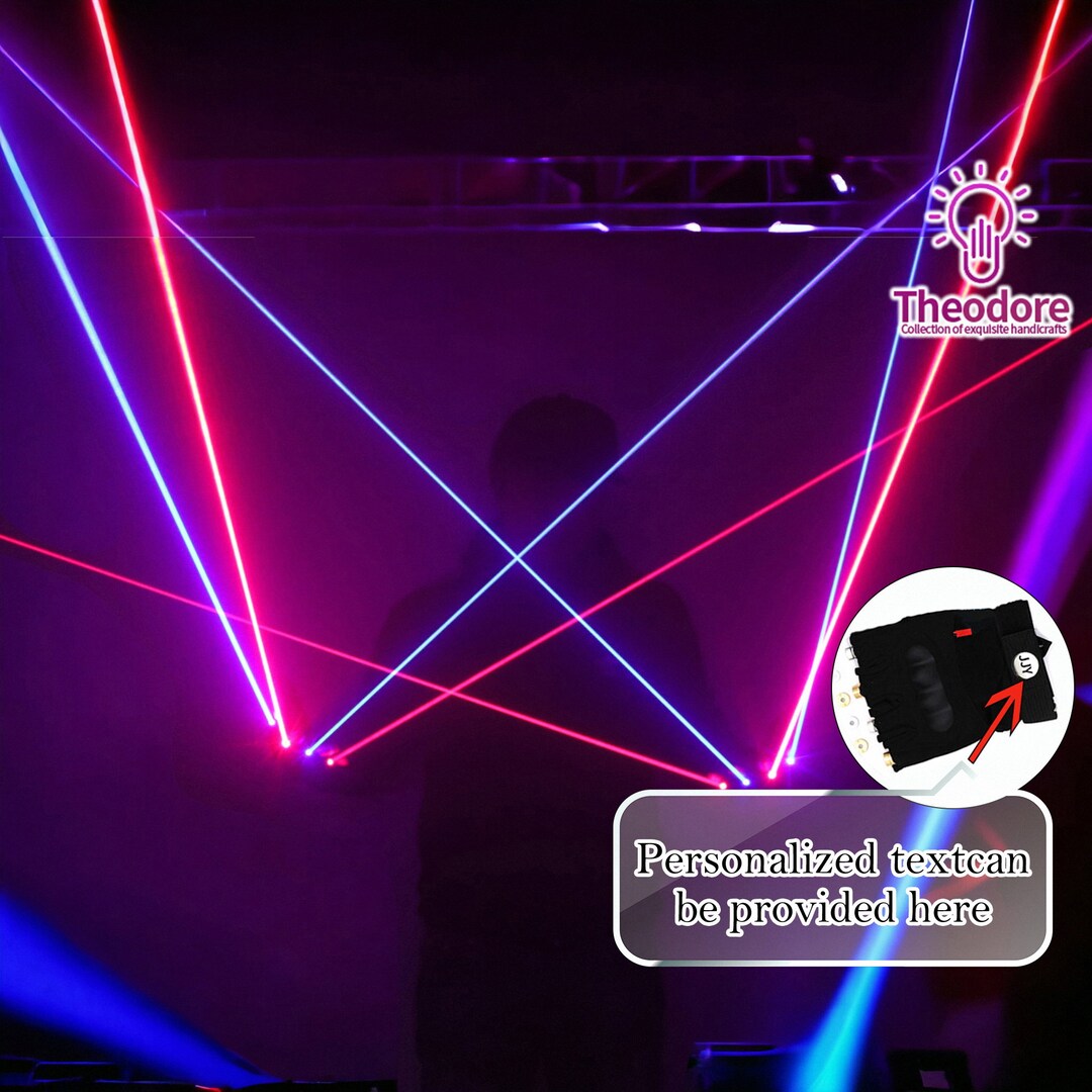 Blue Red Laser Gloves, Laser Half Finger Luminous Gloves,