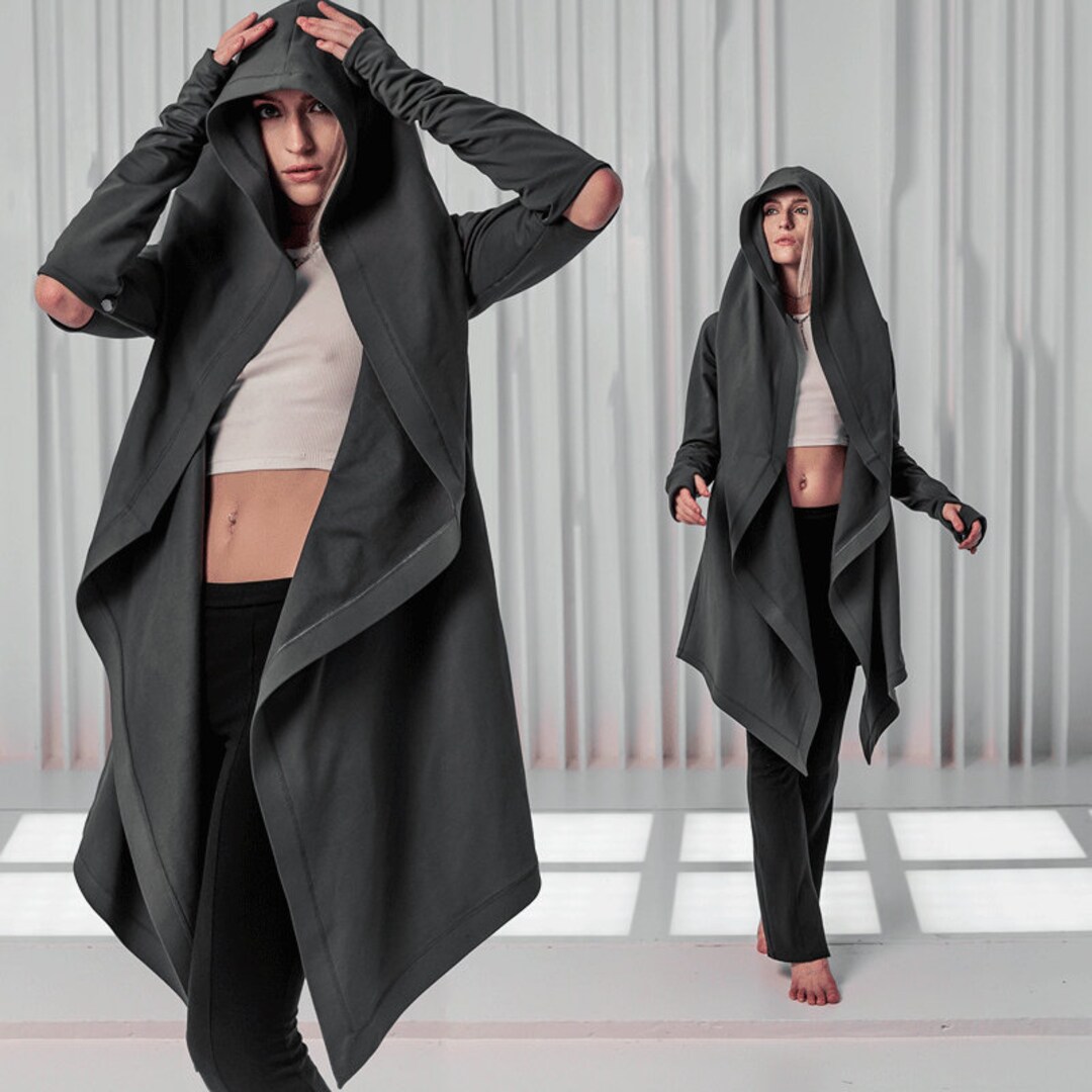 Gray Cloak With Hood Fantasy Cloak Hooded Cape Coat Sci-fi - Etsy