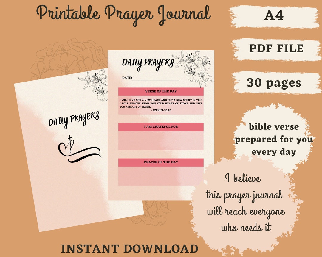 Printable Prayer Journal for Women, Uplifting Bible Verse Instant ...