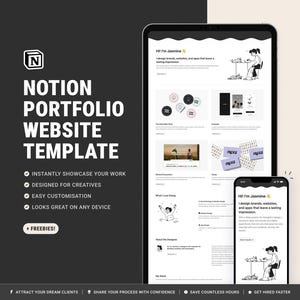 Notion Personal Portfolio Website Template for Freelancers & Creatives – Customisable, Easy to Use, Includes Case Studies and Client Form