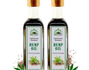 Hillpure Organic Cold Pressed Himalayan Hemp Seed Oil for hair growth, skin care, beard/For External Use | 65 ml + 65 ml