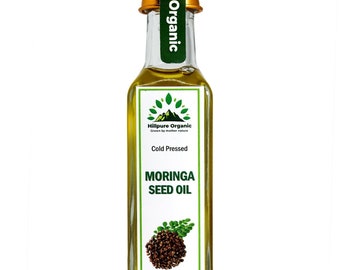 Huile de graines de moringa biologique Hillpure/Pressée à froid/Pure et naturelle/Cru/Non raffiné/Non dilué/Respectueux de l'environnement/Fabriqué à la main/65 ml