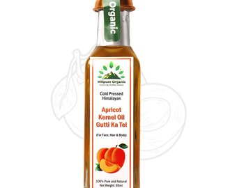 Hillpure Organic Cold Pressed Apricot Oil / Eco Friendly / Hand Made / 65 ml