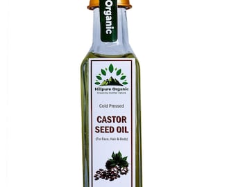 Hillpure Organic Castor Seed Oil / Cold Pressed / Pure and Natural / Raw / Unrefined / Undiluted / Eco Friendly / Handmade / 65 ml