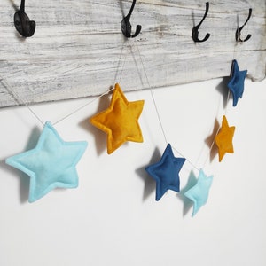 Velvet Garland with Stars, Garland stars, kids wall decor, Star garland made of velor fabric