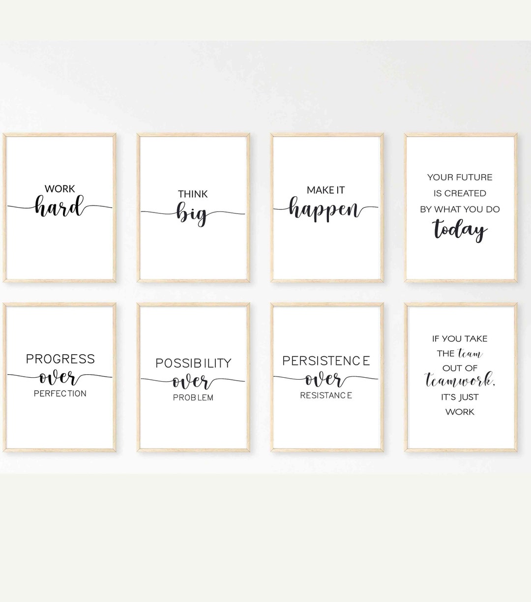 Digital Set of 8 for Team Office Decor Quotes Mindset Wall Art Work ...