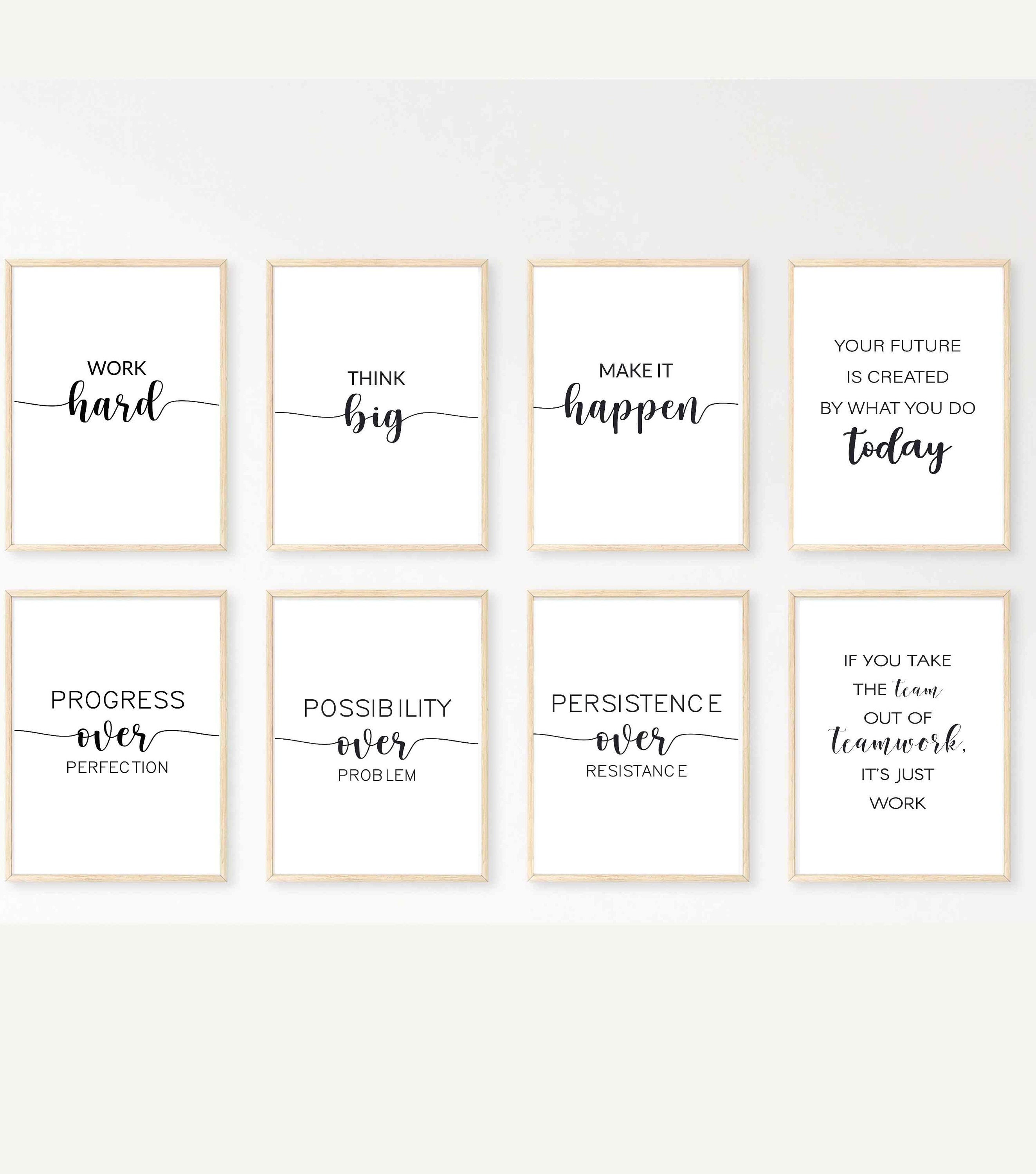 Set of 12 Posters for Office Decor Team Quotes Mindset Wall Art Work ...