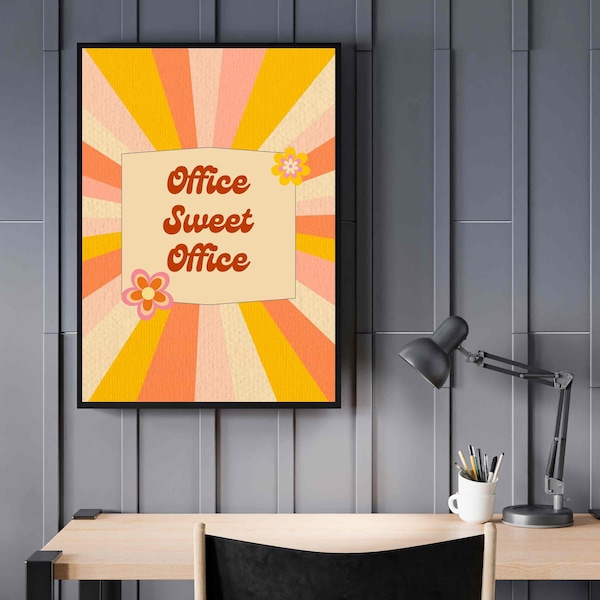 Digital Office Sweet Office Sign Retro Quote Poster Workplace Cubicle Art Workplace Poster Mod Cubicle Decor Decoration Positive Retro