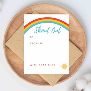 Rainbow Recognition Shout Out Cards Récompense des étudiants Remerciement Appréciation du personnel Digital Printable Collègue Positive Award Employé