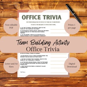 Office Trivia Team Building Game for Office Party Icebreaker Fun Corporate Activity for Colleagues Work Game Staff or Employee Party