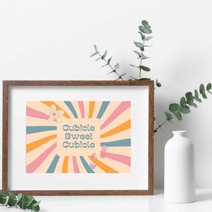 Printable Cubicle Sweet Cubicle Mod Decor for Office Sign Quote Poster for Workplace Art Workplace Poster Cubicle Decor Funny Picture  Retro