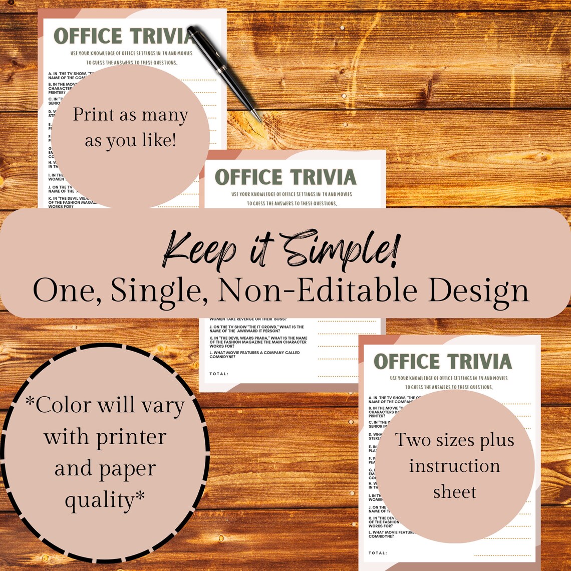 Office Trivia Team Building Game for Office Party Icebreaker Fun