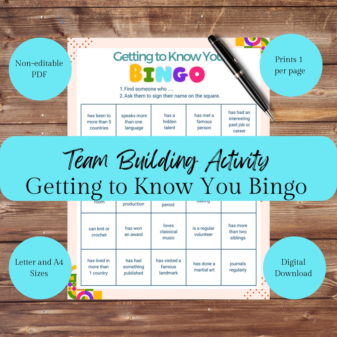 Single Version Getting to Know You Bingo Icebreaker Team Building for ...