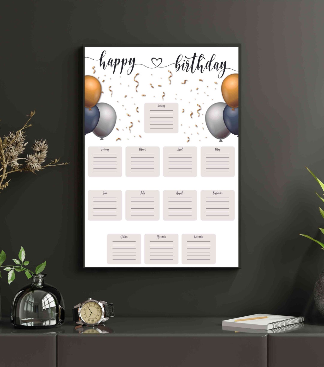 Printable Birthday Poster for Office Chart for Staff Birthdays - Etsy