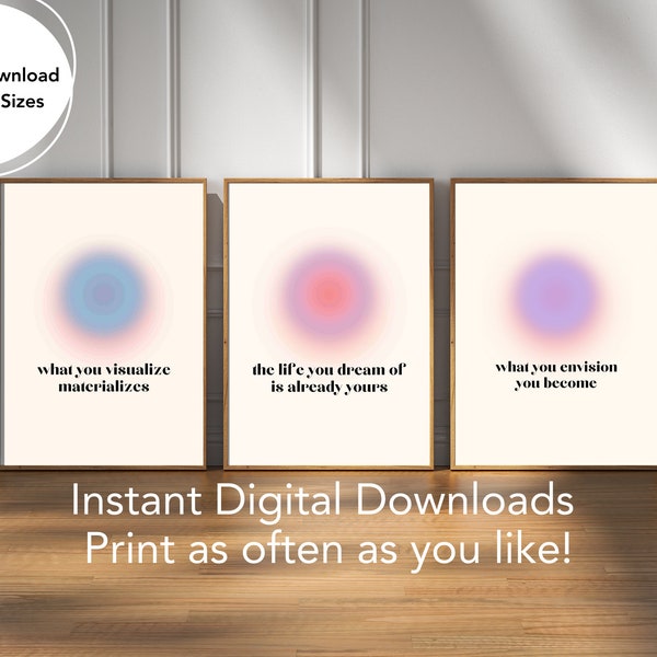 Set of 3 Manifestation Art Print Affirmation Bundle Wall Art Manifest Poster Spiritual Wall Art Law Of Attraction Digital Download Spirit