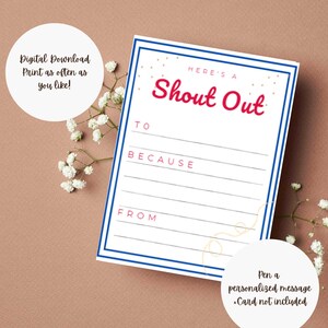 Marine Reconnaissance Shout Out Cards Récompense des étudiants Remerciement Appréciation du personnel Imprimable numérique Collègue Récompense positive Employé