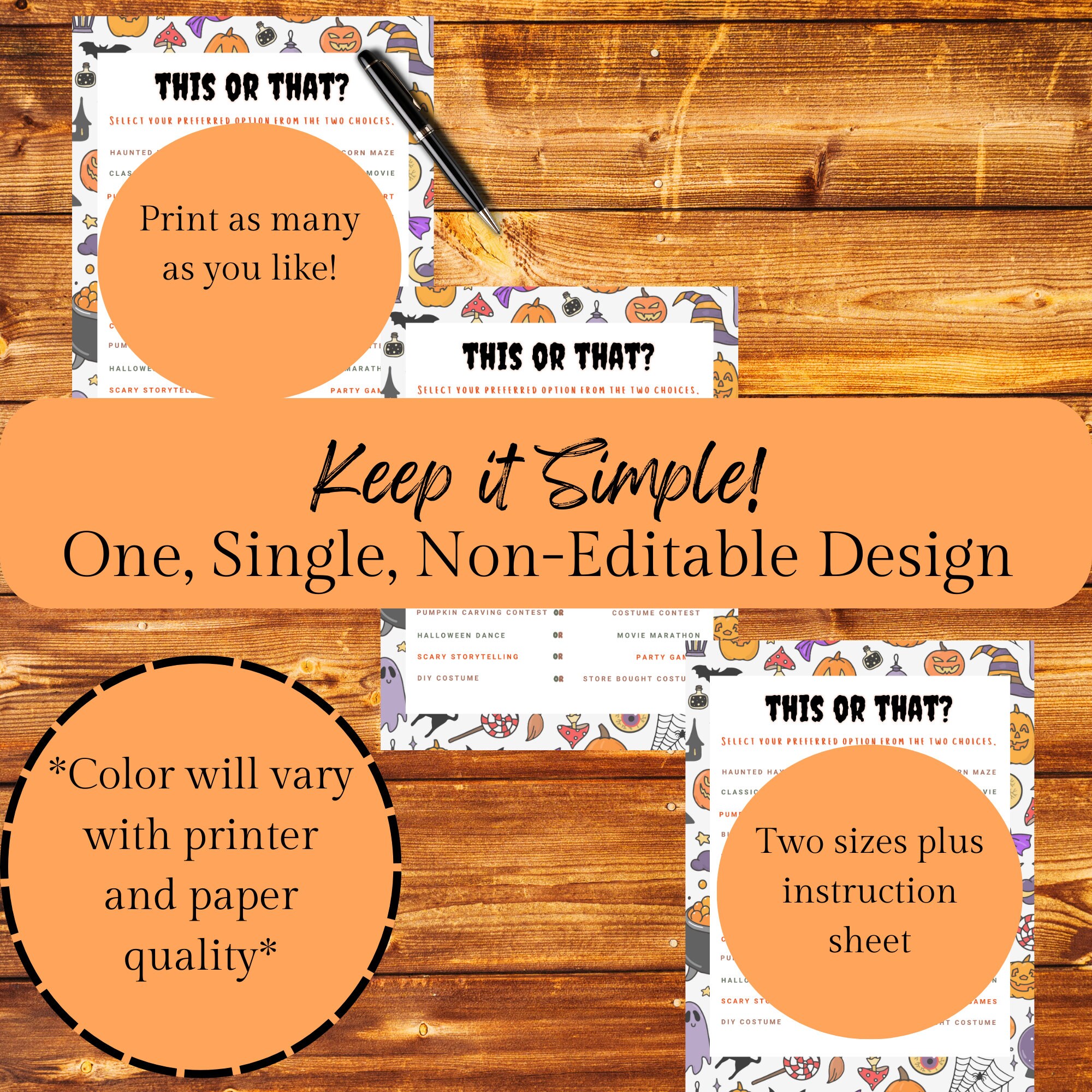 Halloween Office Party Game This or That for Staff or Employees Work or