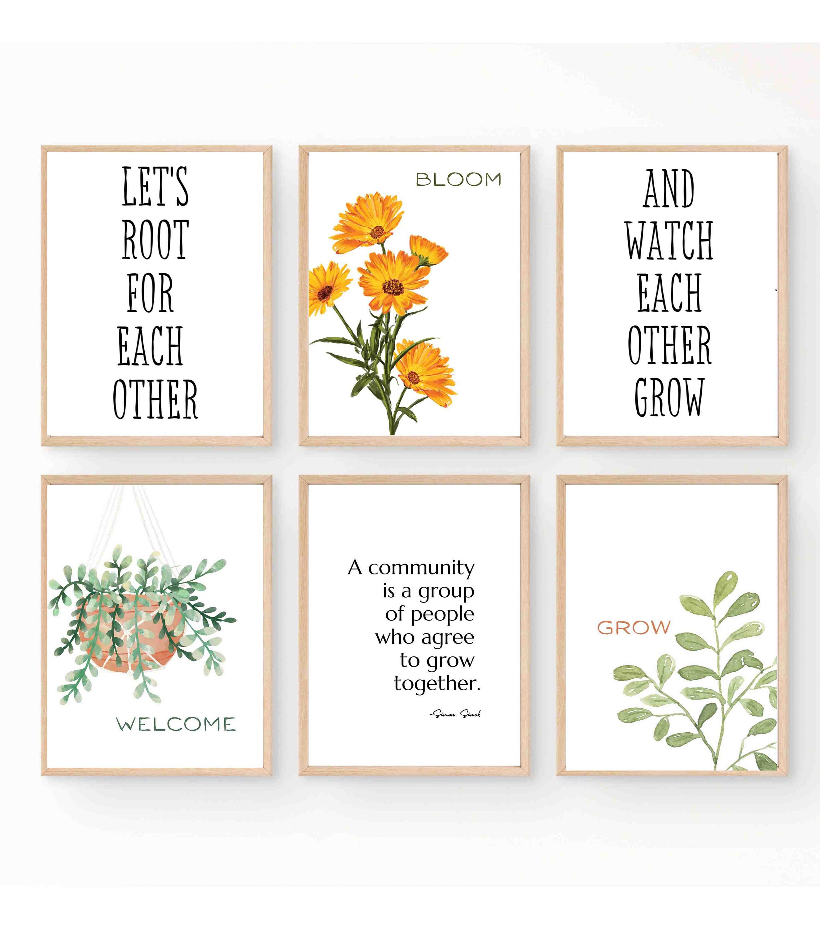 Digital Set of 8 for Team Office Decor Quotes Mindset Wall Art Work ...