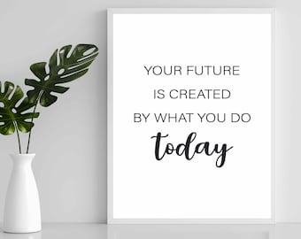 Arte mural digital para la oficina, motivación, cita inspiradora, arte motivacional para cubículos, póster para el lugar de trabajo, citas de trabajo para imprimir, refranes de vida