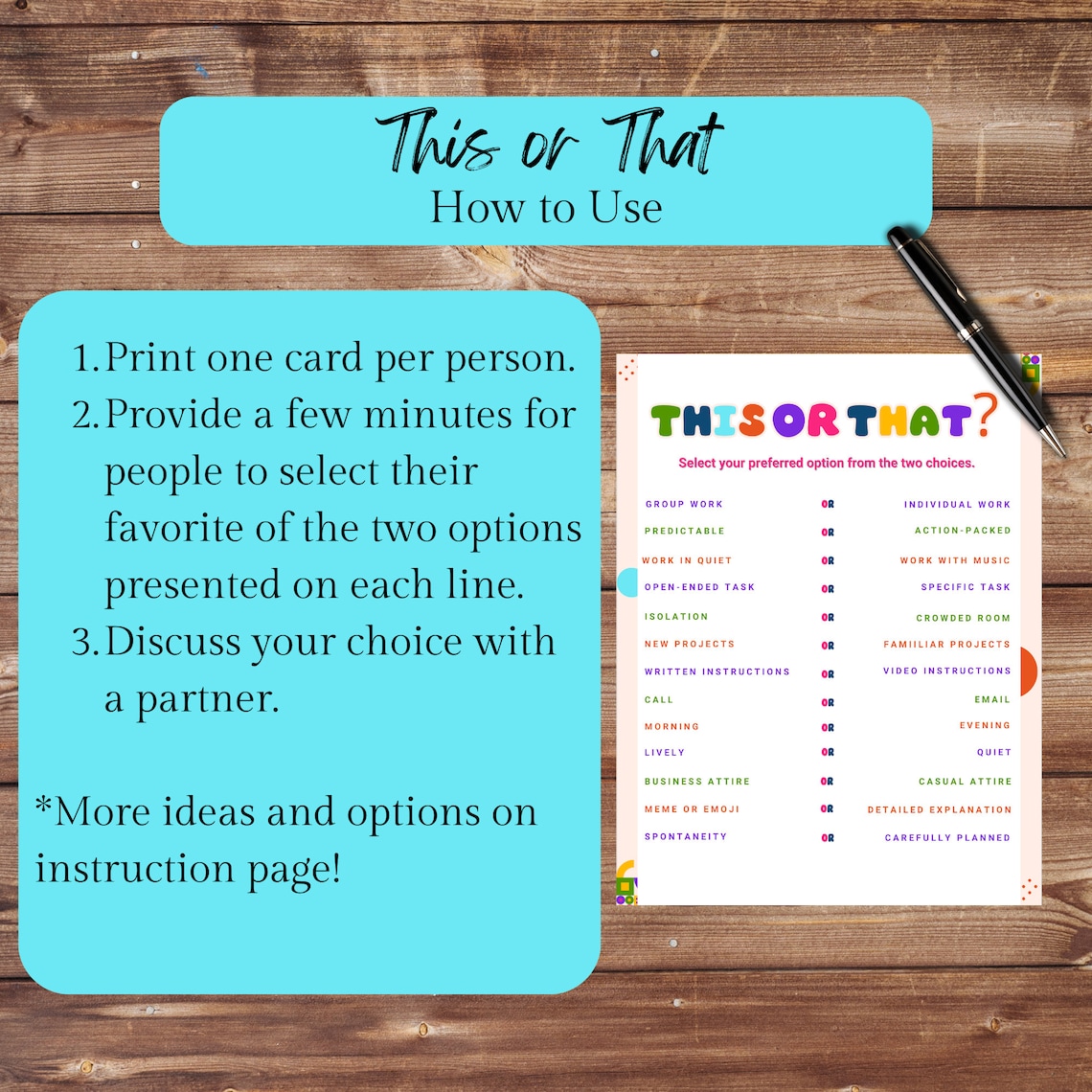 Co-worker This or That Team Building for Staff or Employees Work or ...