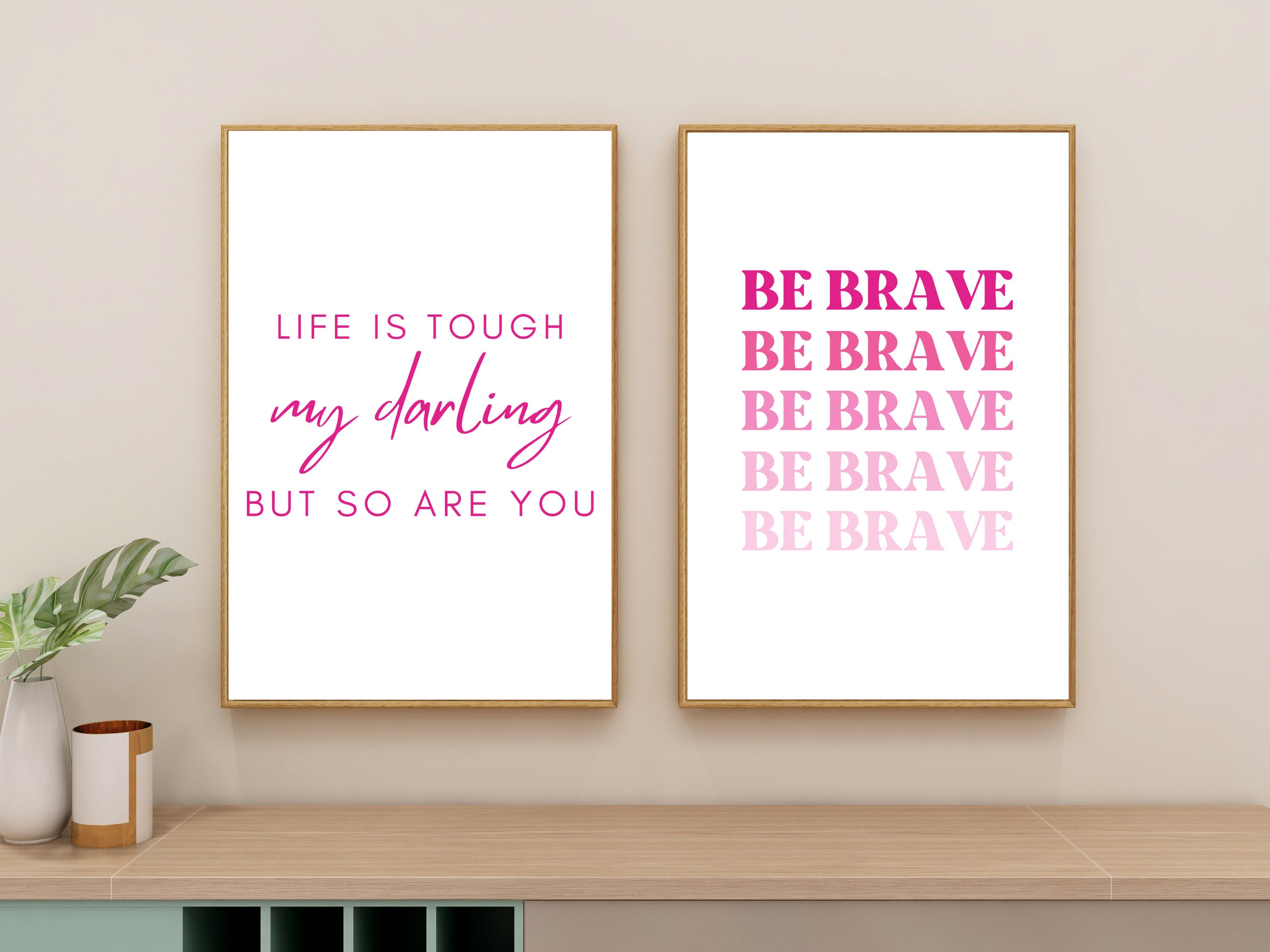 Strong Woman Set of 3 Pink Printable Inspirational Wall Art for Women ...