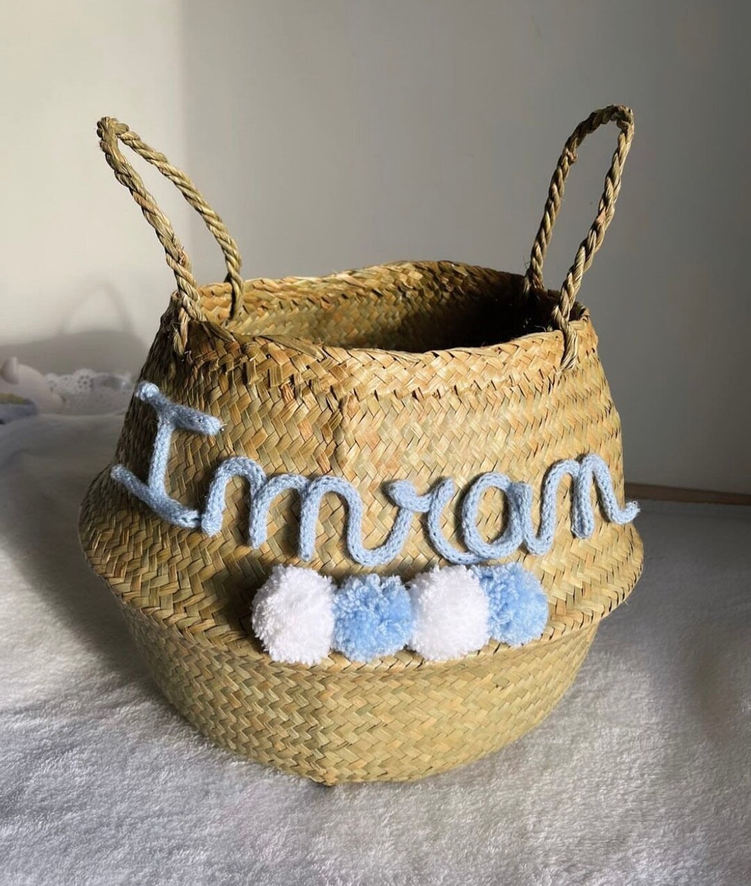 Panier Personnalisé Prénom En Tricotin Panier Thaïlandais Etsy