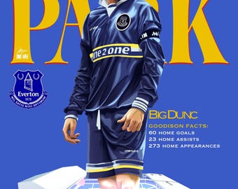 Maillot Everton Signé Et Encadré - Duncan Ferguson - Authentique Et Original