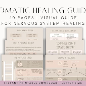 Somatic Healing Guide | Trauma Healing Infographics | Polyvagal Nervous System Healing | For Somatic Therapists and Healers | Printable