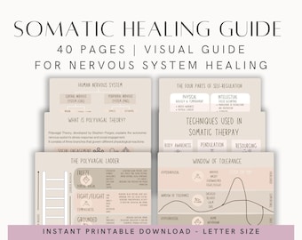 Somatic Healing Guide | Trauma Healing Infographics | Polyvagal Nervous System Healing | For Somatic Therapists and Healers | Printable