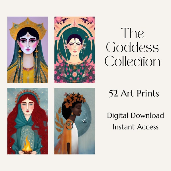 The Goddess Collection | 52 Art Prints | Sacred Divine Feminine Art | Printable Wall Art | Download Digital Art