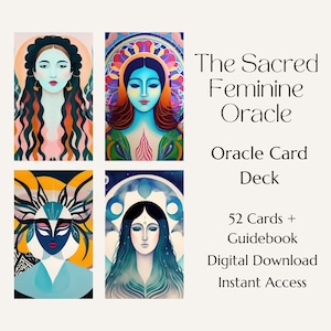 El Oráculo Sagrado Femenino: Un Viaje a la Plenitud / Baraja de 52 Cartas y Guía / Descarga Digital
