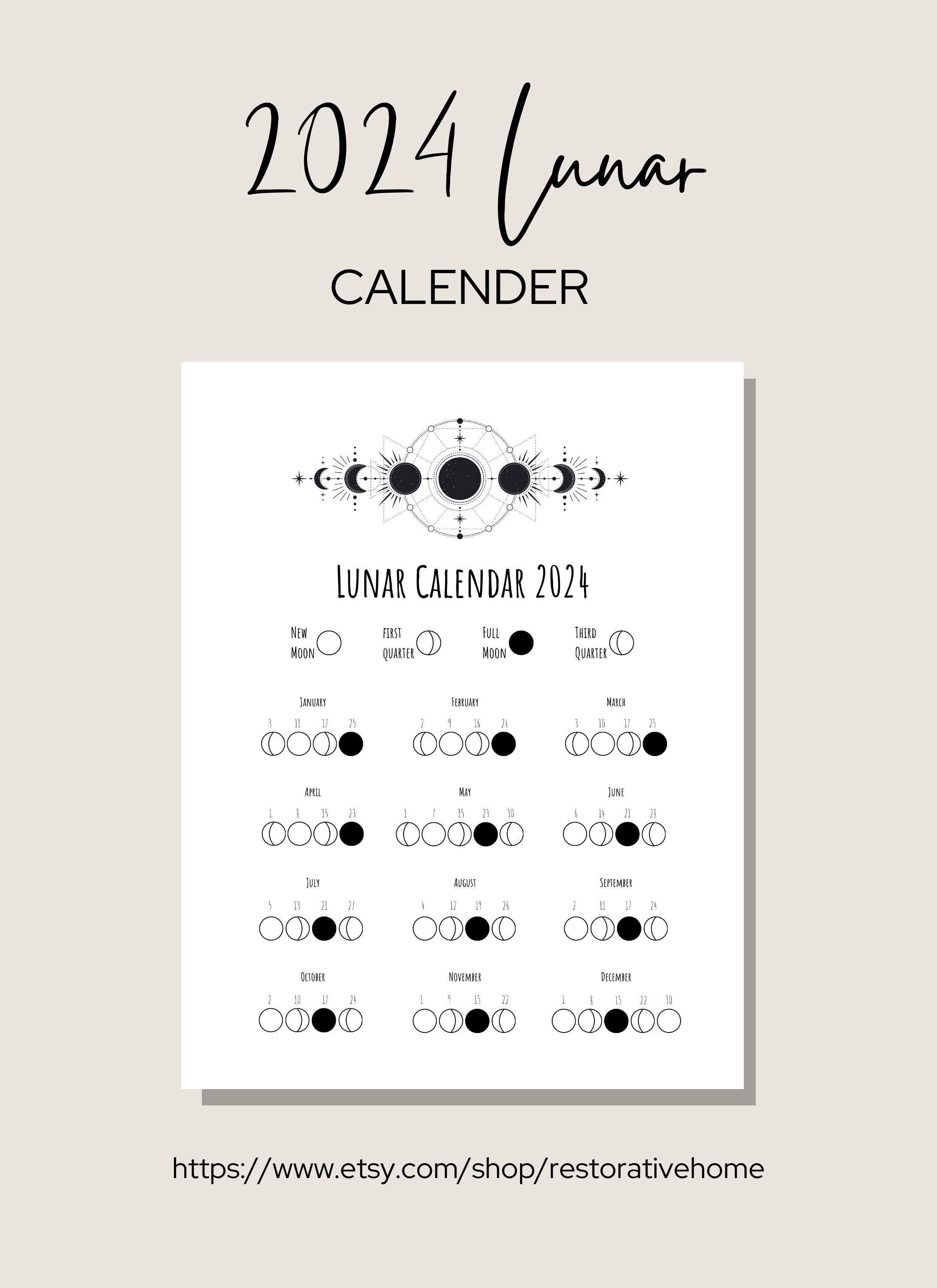 Calendrier lunaire 2024 🌙 à consulter et imprimer